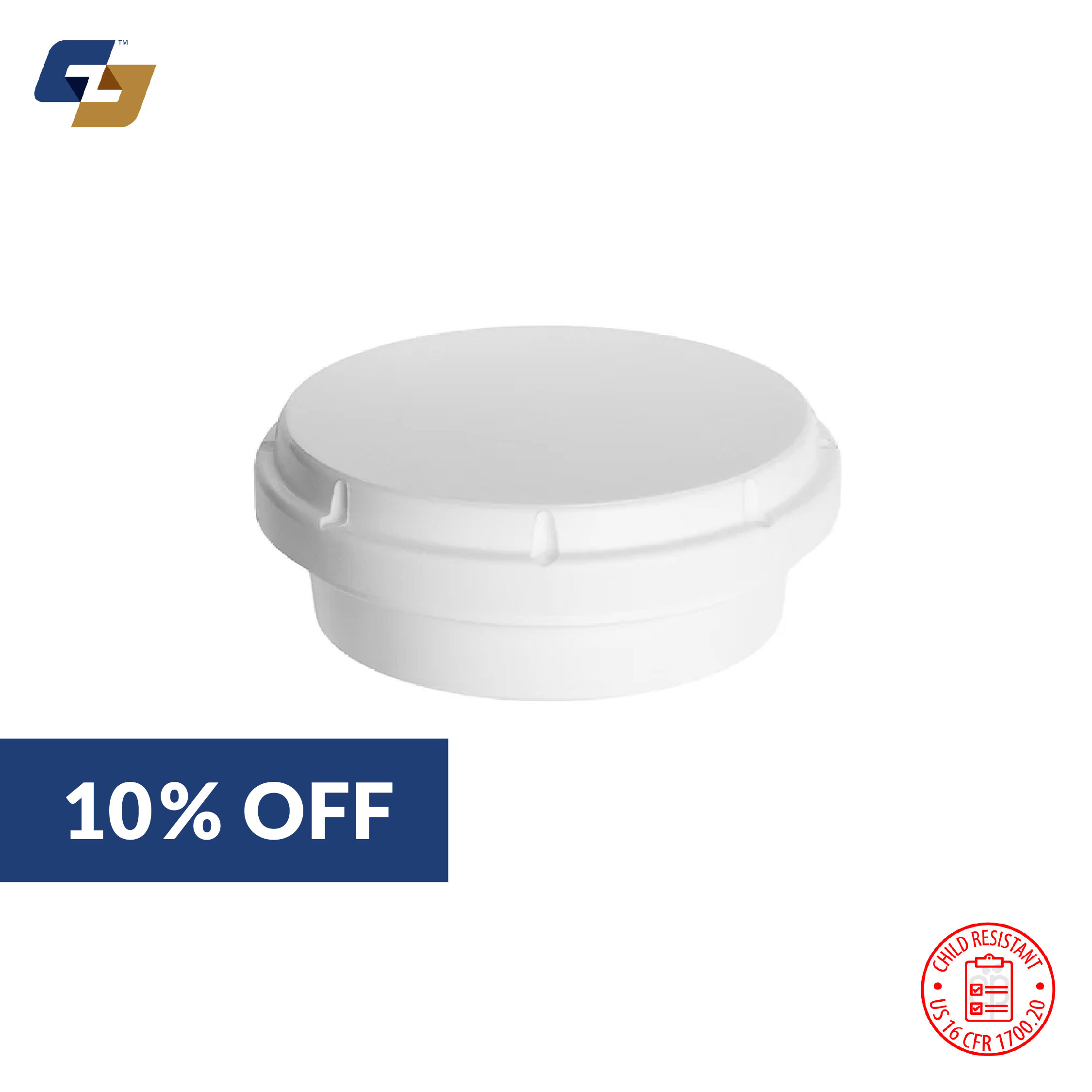 3.75oz (30 Dram) Child Resistant Container - 840 Qty. - White