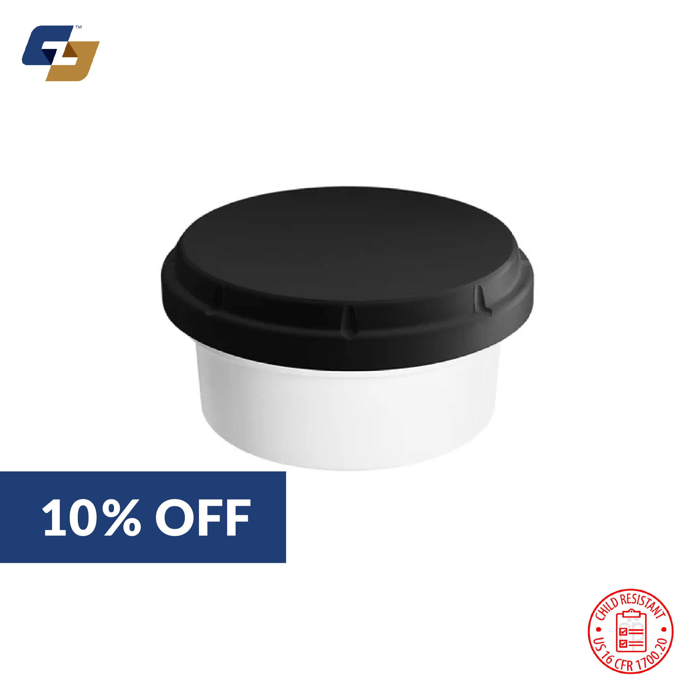 5oz (40 Dram) Child Resistant Container - 960 Qty. - White