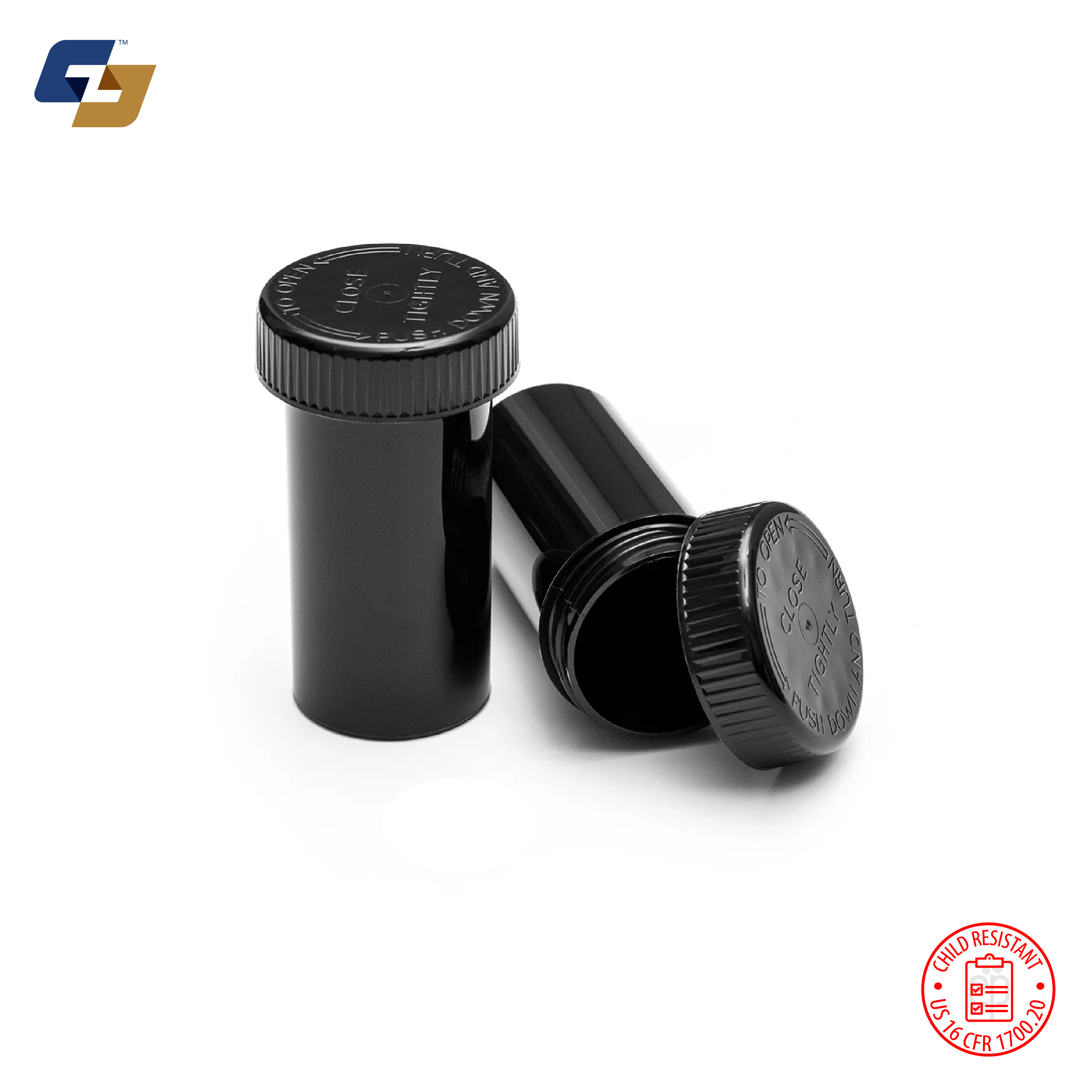 13 Dram Push & Turn Child Resistant Vials - MOQ 250,000