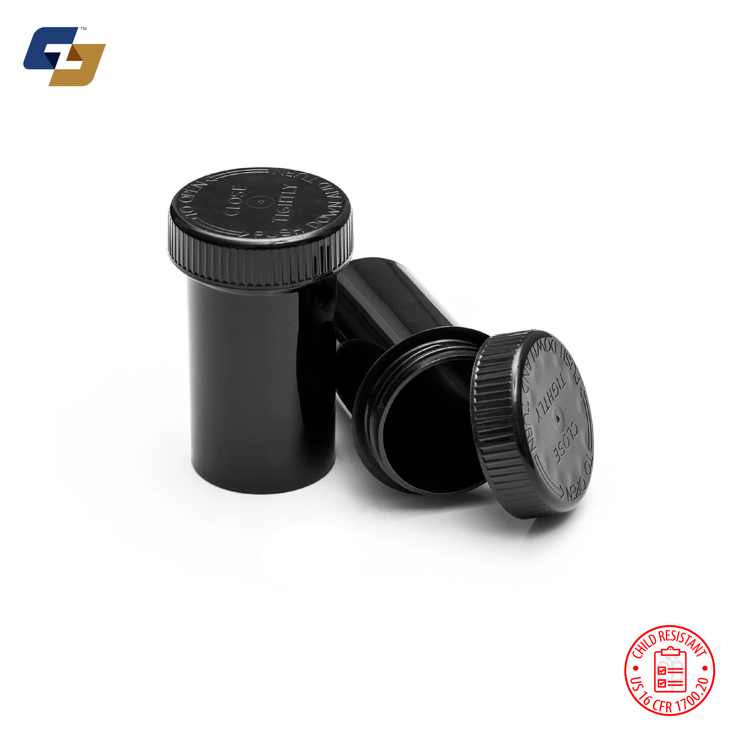 19 Dram Push & Turn Child Resistant Vials - MOQ 250,000