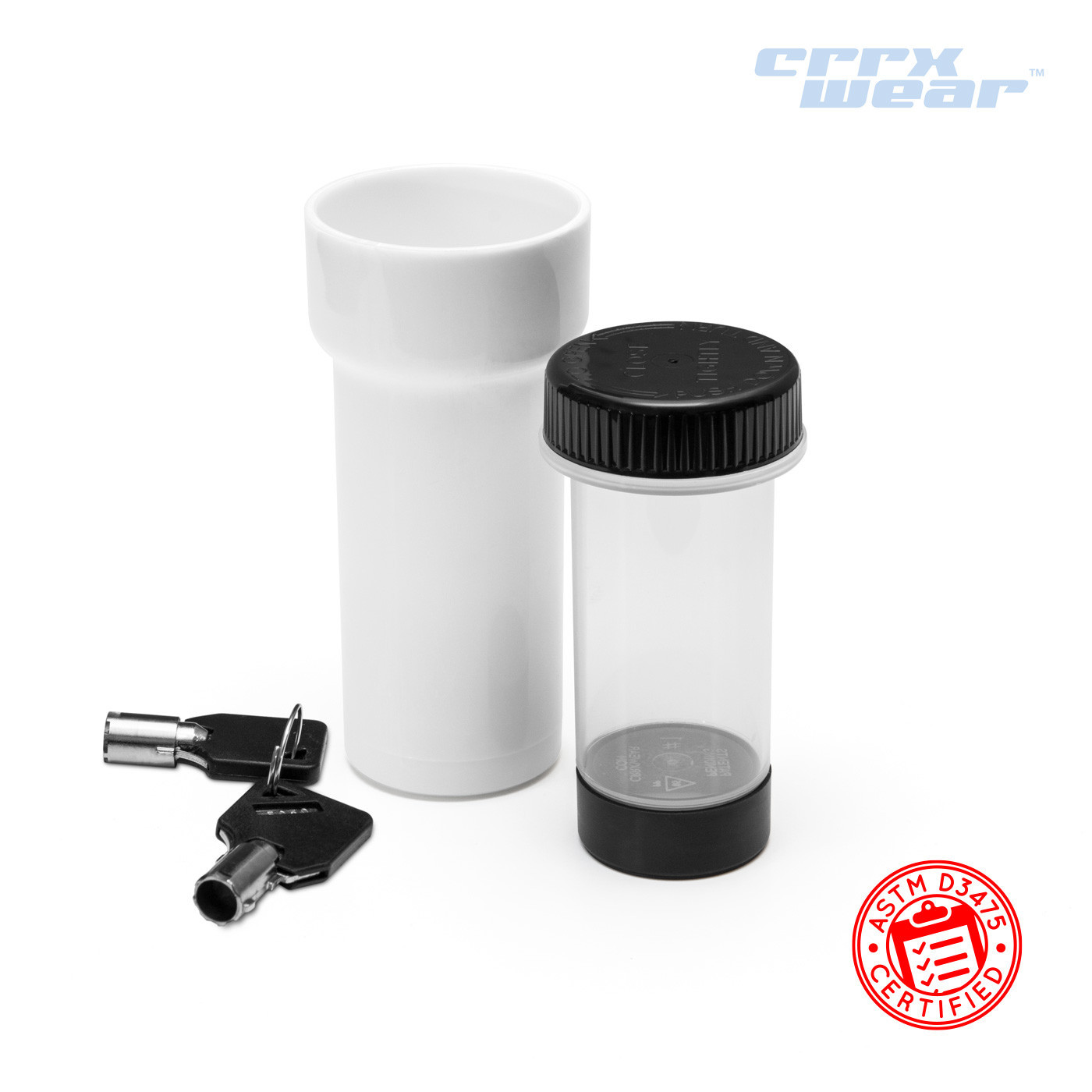 CRRXWear™ 13 Dram Locking Container w/ 2 Keys - MOQ 50,000