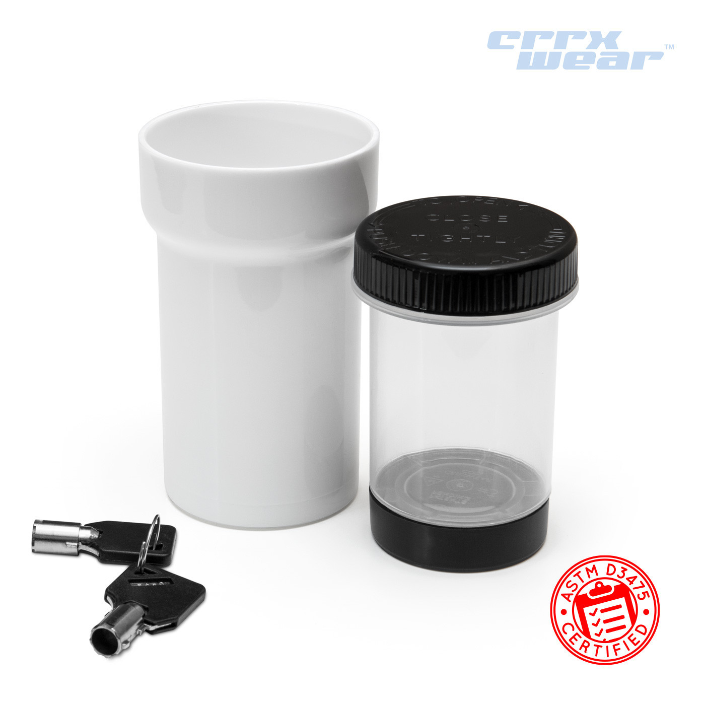 CRRXWear™ 30 Dram Locking Container w/ 2 Keys - MOQ 50,000