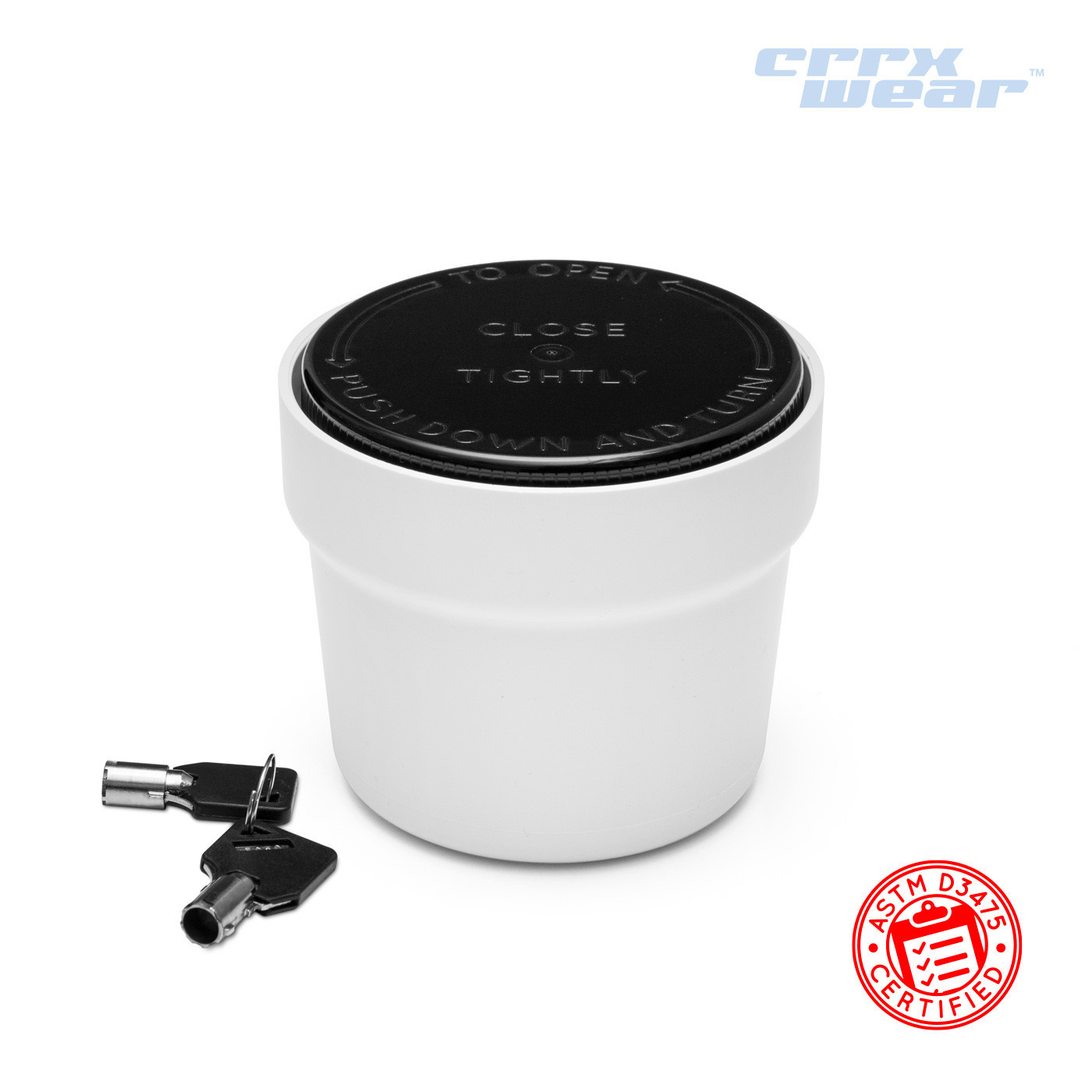 CRRXWear™ 60 Dram Locking Container w/ 2 Keys - MOQ 50,000