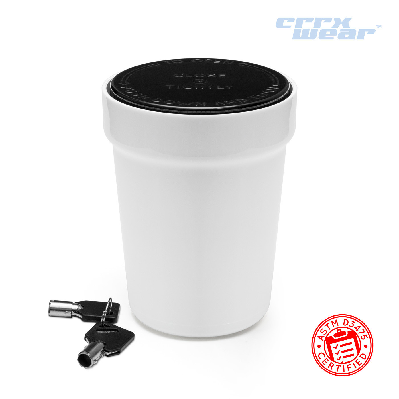 CRRXWear™ 90 Dram Locking Container w/ 2 Keys - MOQ 50,000