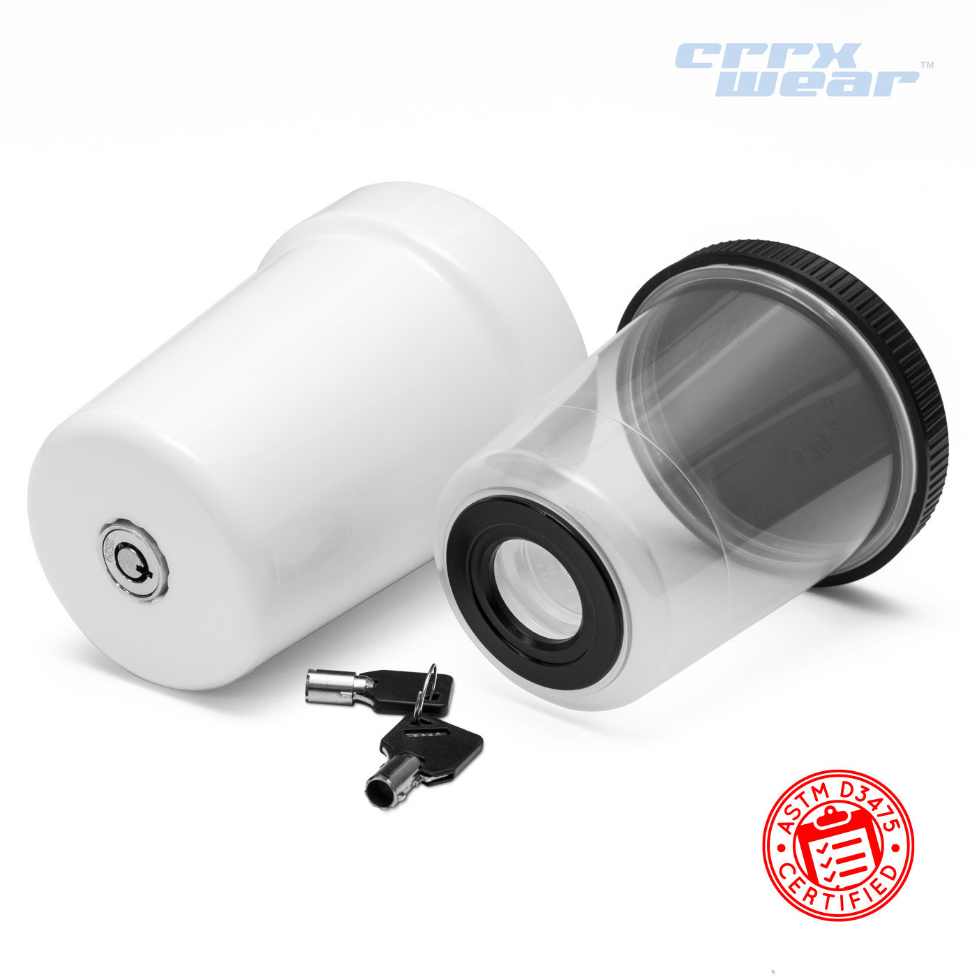 CRRXWear™ 90 Dram Locking Container w/ 2 Keys - MOQ 50,000