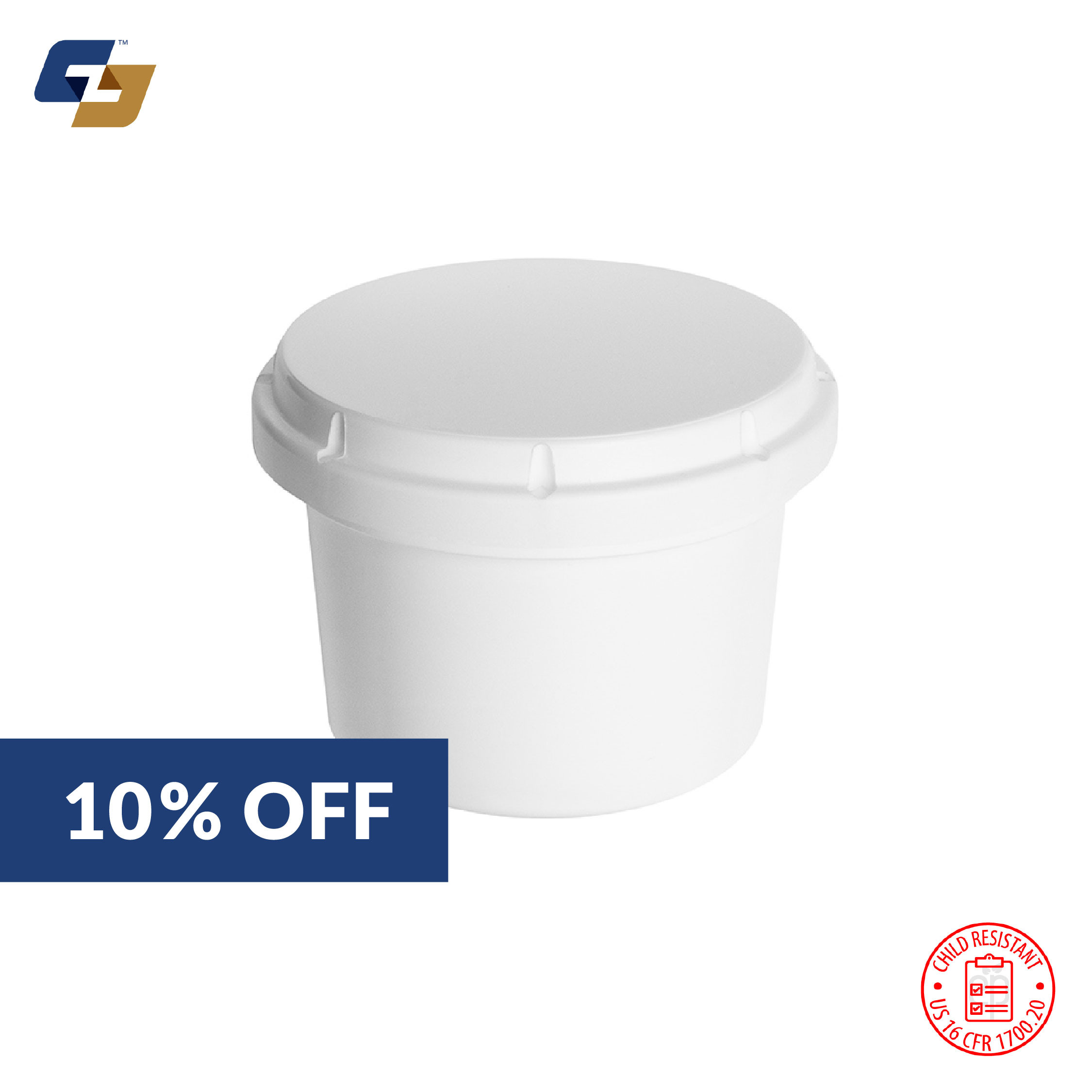 8oz (60 Dram) Child Resistant Container - 750 Qty. - White