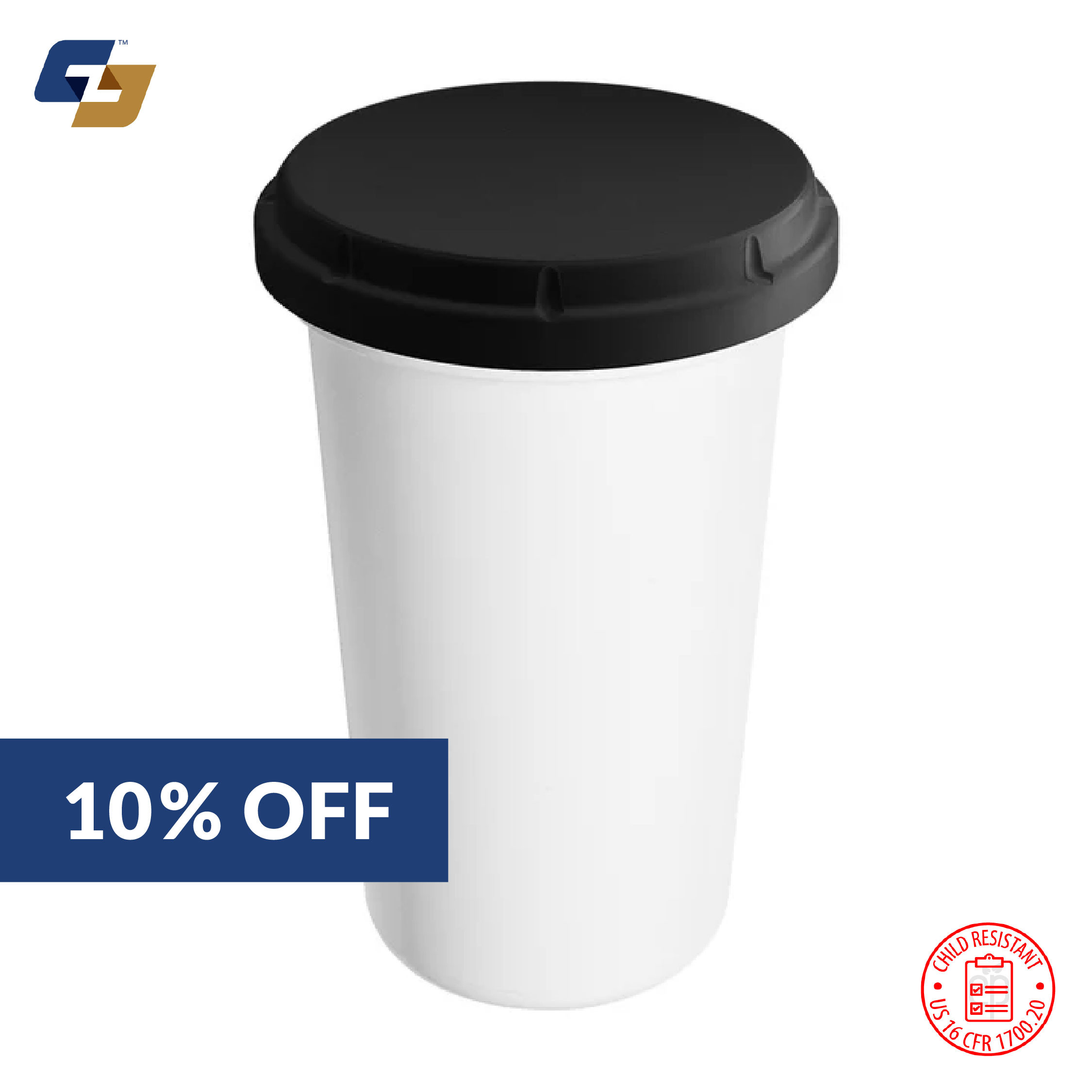 15oz (120 Dram) Child Resistant Container - 510 Qty. - White